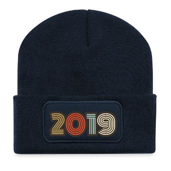 2019 Retro Jahrgang - Recycelte Patch Beanie - French Navy - Vorne