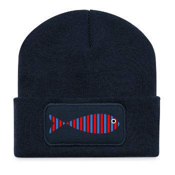 FISH. APRIL FOOL. HOLIDAY. SUMMER. HUMOR - Recycled Patch Beanie - french navy - Front