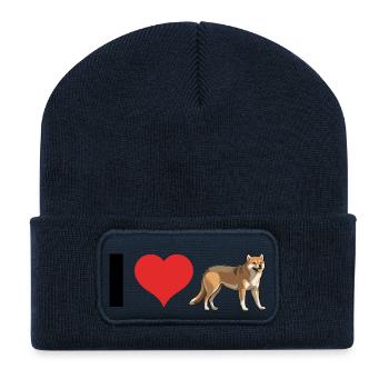 J’adore Shiba Inus - Conception de chien de compagnie mignon - Beanie recyclé à patch - bleu marine - Devant