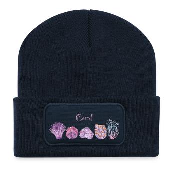 Lebendige Korallenriff-Kunst - Recycelte Patch Beanie - French Navy - Vorne