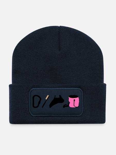 Kletterlogo Boulderemblem Kletterschuhe Bürste - Recycelte Patch Beanie - French Navy