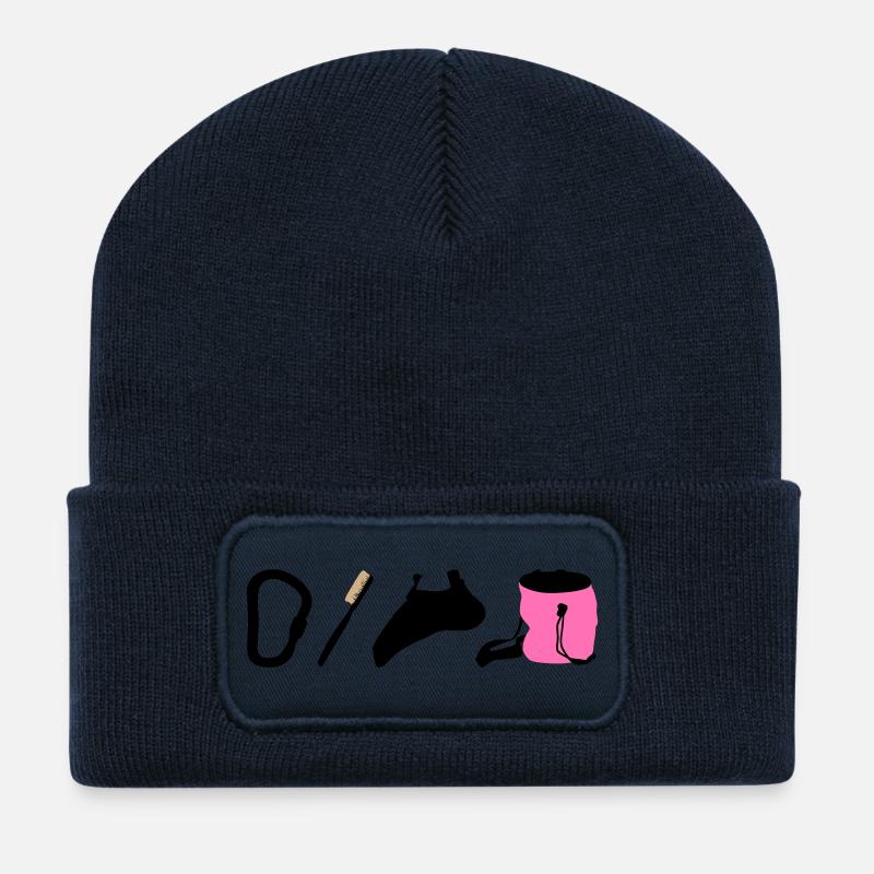 Kletterlogo Boulderemblem Kletterschuhe Bürste - Recycelte Patch Beanie - French Navy