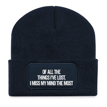 Mon me manque le plus - Beanie recyclé à patch - bleu marine - Devant