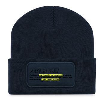 Empowered Faith Motivational Quote Design - Recycled Patch Beanie - french navy - Front