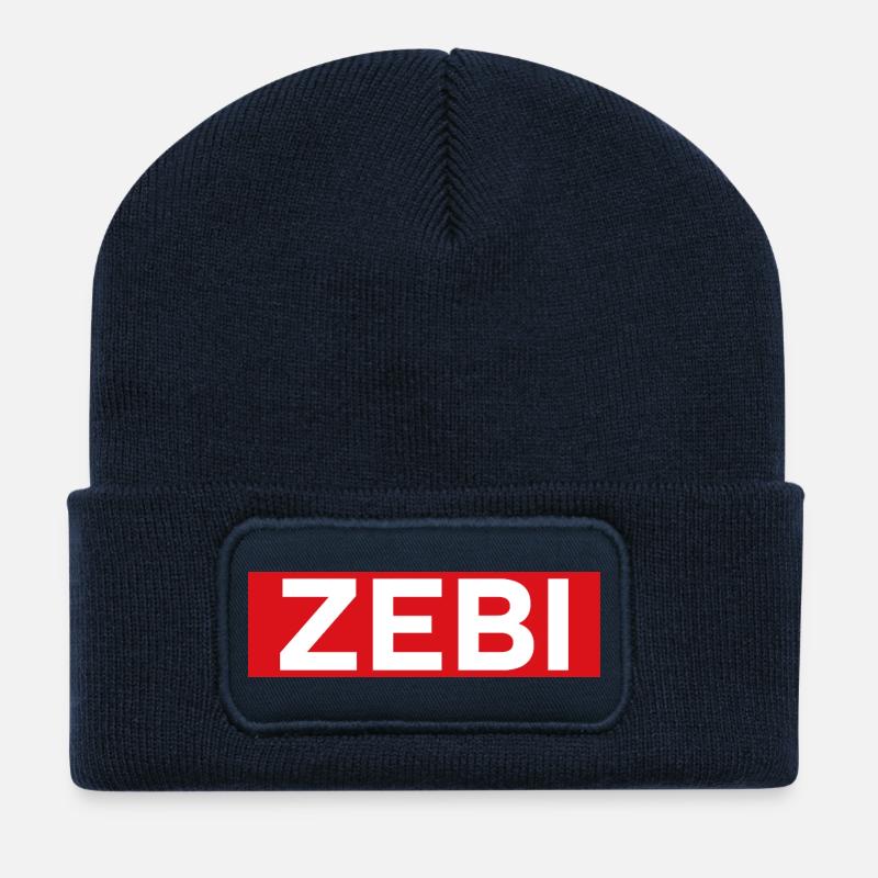 zebi - Beanie recyclé à patch - bleu marine