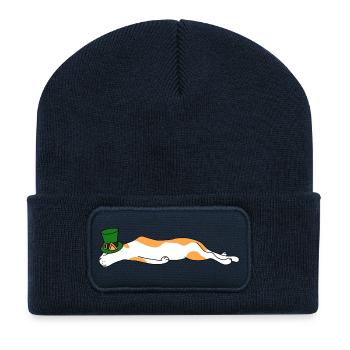 Lazy Cat Sleeping Mardi Gras Maske Karnevals-Vibes - Recycelte Patch Beanie - French Navy - Vorne