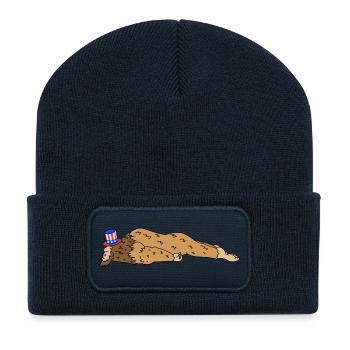 Bigfoot se reposant patriotique le 4 juillet Sasquatch - Beanie recyclé à patch - bleu marine - Devant