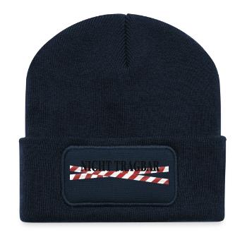 Unwearable – Black Humor Statement Design - Recycled Patch Beanie - french navy - Front