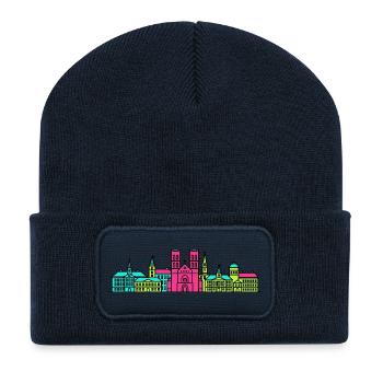 Lund City Skyline Cathedral Modern Line Art - Recycled Patch Beanie - french navy - Front