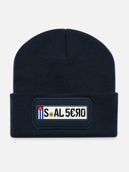 Kuba Kfz-Kennzeichen S-AL 5€Я0 - Recycelte Patch Beanie - French Navy