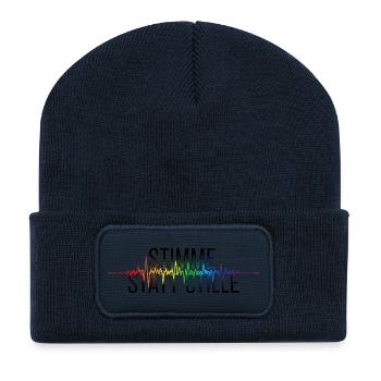 Stimme Statt Stille Pride Statement - Recycelte Patch Beanie - French Navy - Vorne