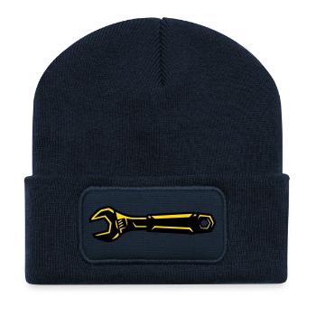 Tournevis mécanique d’outil à molette - Beanie recyclé à patch - bleu marine - Devant