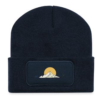Mountain landscape: cyclists and sun - Recycled Patch Beanie - french navy - Front