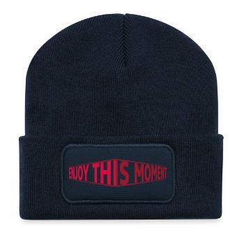 Enjoy This Moment 3D Schriftzug - Recycelte Patch Beanie - French Navy - Vorne