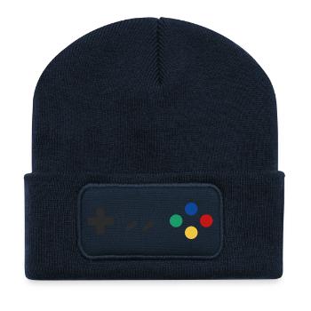 Retro Gamepad - Recycelte Patch Beanie - French Navy - Vorne