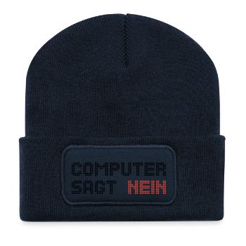ordinateur dit pas 2 - Beanie recyclé à patch - bleu marine - Devant