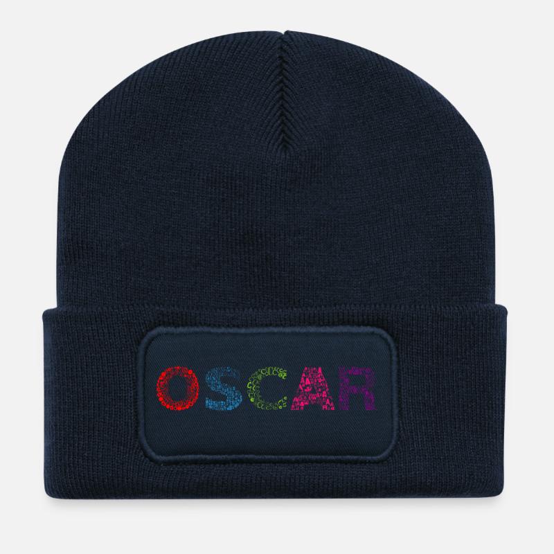 Oscar Letter Name - Recycled Patch Beanie - french navy