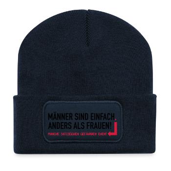 Männer sind einfach anders als Frauen - Recycelte Patch Beanie - French Navy - Vorne