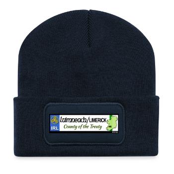 LIMERICK, IRELAND: licence plate tag style decal - Recycled Patch Beanie - french navy - Front