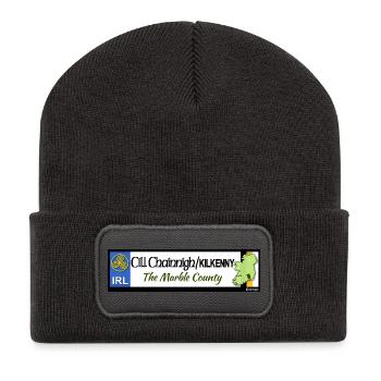 KILKENNY, IRELAND: licence plate tag style decal - Recycled Patch Beanie - dark grey - Front