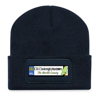 KILKENNY, IRELAND: licence plate tag style decal - Recycled Patch Beanie - french navy - Front