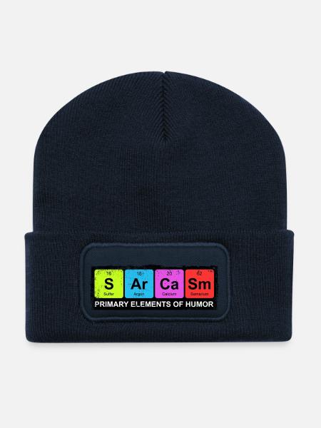 Sarcasm Periodic Elements Of Humor - Recycled Patch Beanie - french navy