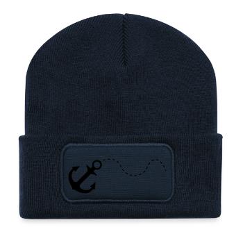 anker black - Recycelte Patch Beanie - French Navy - Vorne
