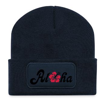 Aloha Hibiscus Blüte - Recycelte Patch Beanie - French Navy - Vorne