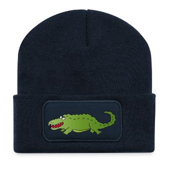 Crocodile - Beanie recyclé à patch - bleu marine - Devant