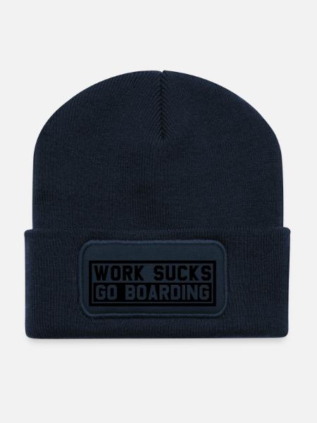 WORK SUCKS GO BOARDING - Recycelte Patch Beanie - French Navy
