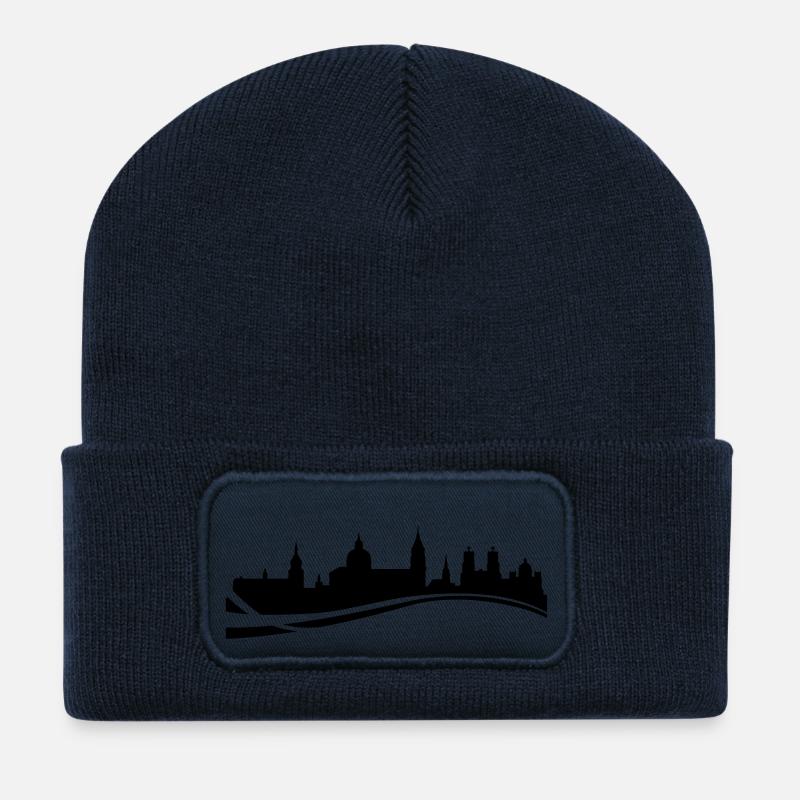 Skyline Salzburg Welle - Recycelte Patch Beanie - French Navy