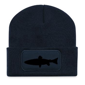 Meerforelle - Fisch - Fish - Recycelte Patch Beanie - French Navy - Vorne