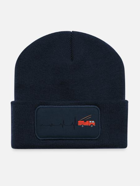 Pompiers Heartbeat Pompier Camion de pompiers - Beanie recyclé à patch - bleu marine