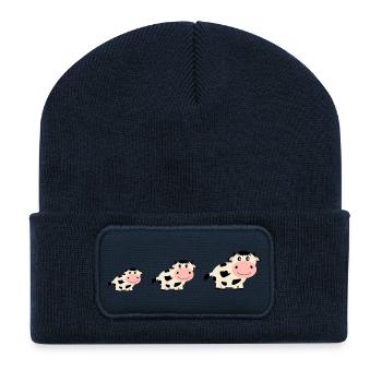 Bande dessinée Vaches Vaches - Beanie recyclé à patch - bleu marine - Devant