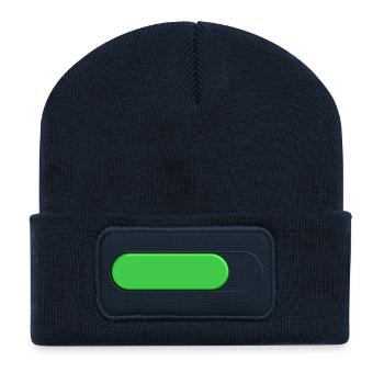 Jauge Petite Verte (chargement) - Beanie recyclé à patch - bleu marine - Devant