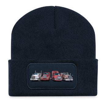 Semi-remorques, camions - Beanie recyclé à patch - bleu marine - Devant