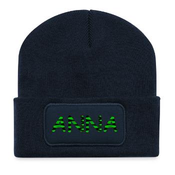 Vorname "Anna" - Neon Style - Recycelte Patch Beanie - French Navy - Vorne
