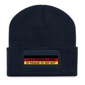 LASTERFAHREI - Do Reggae Mi Ned Auf! DEUTSCHLAND - Recycelte Patch Beanie - French Navy - Vorne