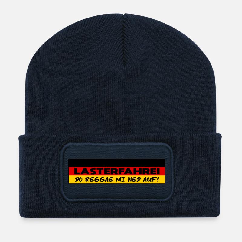 LASTERFAHREI - Do Reggae Mi Ned Auf! DEUTSCHLAND - Recycelte Patch Beanie - French Navy