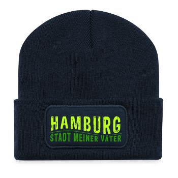 HAMBURG CITY OF MY FATHERS (Vector Graphic) - Recycled Patch Beanie - french navy - Front
