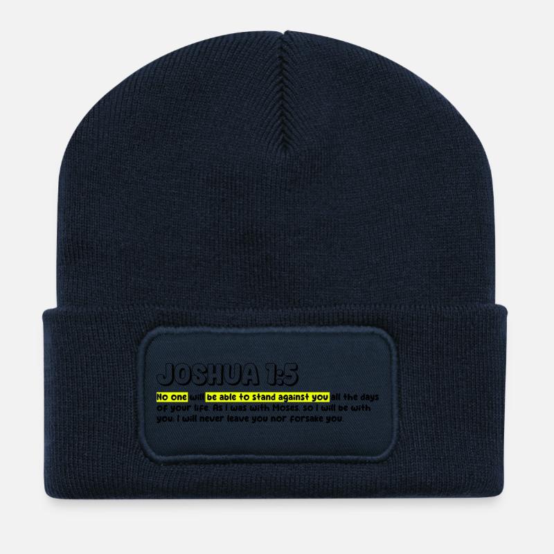 Personne ne pourra s’opposer | Citation de la Bible - Beanie recyclé à patch - bleu marine