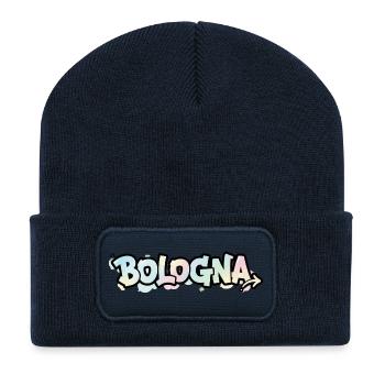 Graffiti-Schriftzug BolognA am Pfeil - Recycelte Patch Beanie - French Navy - Vorne