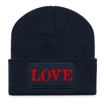 HEART. HEARTS. VALENTINE'S DAY. LOVE. LOVE. COUPLE - Recycled Patch Beanie - french navy - Front