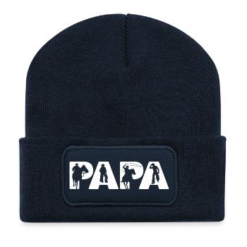 Équitation Cowboy Papa Cadeau de Fête des Pères - Beanie recyclé à patch - bleu marine - Devant