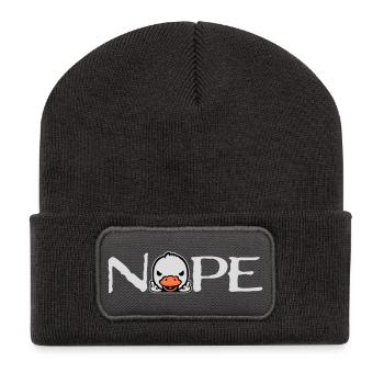 Oie Nope Majeur Méchant Insulte Canard Coquin - Beanie recyclé à patch - charbon - Devant
