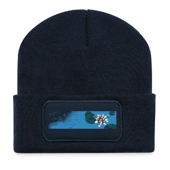 Blue Water Lily on the Water - Recycled Patch Beanie - french navy - Front