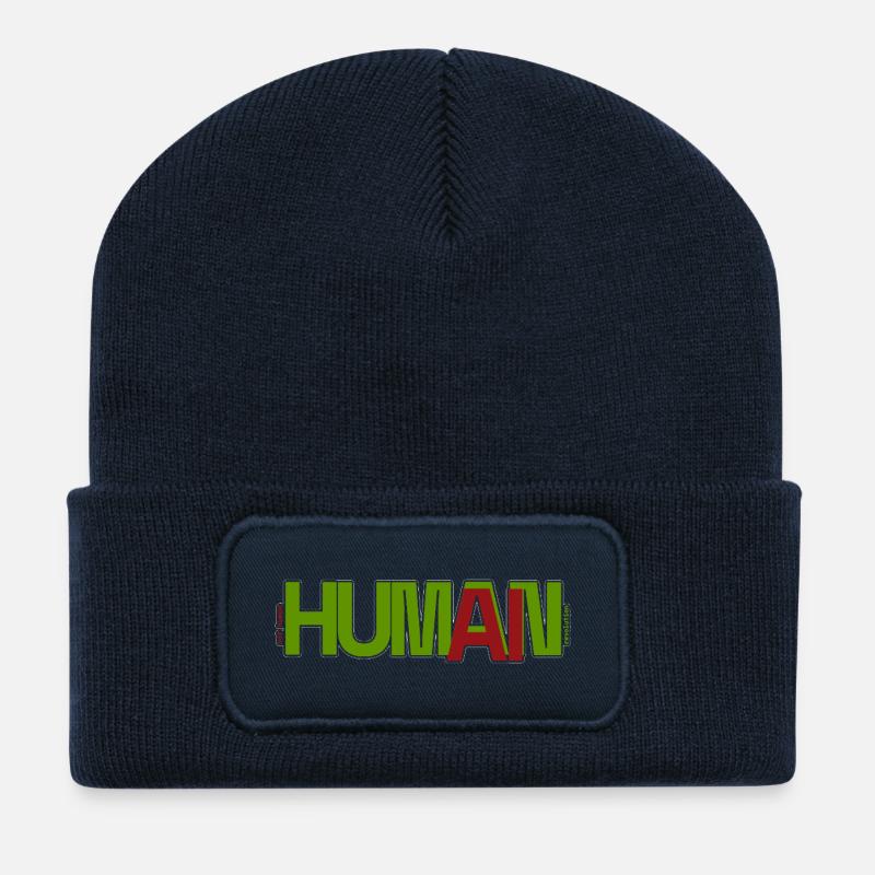 Humain - Beanie recyclé à patch - bleu marine