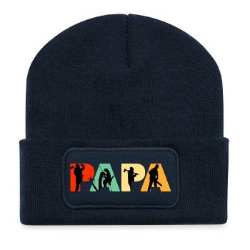 Papa Lumberjack Logger Tree Climber Arborist Dad - Recycled Patch Beanie - french navy - Front
