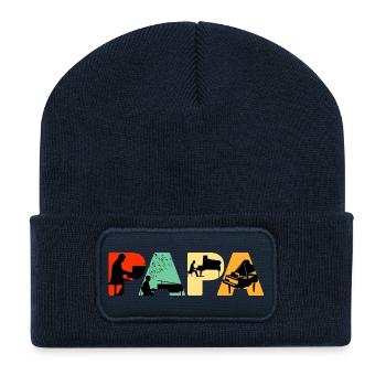 Klavier Papa lustiger musikalischer Vater Keyboarder - Recycelte Patch Beanie - French Navy - Vorne