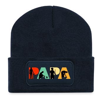 Papa Gärtner Landschaftsgestalter Papa Grüner Daumen - Recycelte Patch Beanie - French Navy - Vorne
